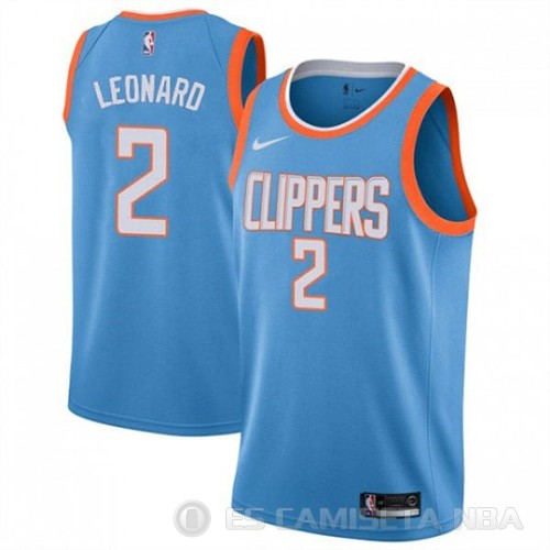 Camiseta Los Angeles Clippers Kawhi Leonard #2 Ciudad 2019 Azul - Haga un click en la imagen para cerrar